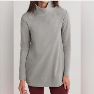 Dudley Stephens Cobble Hill Terry Fleece Turtleneck Pullover Top Gray Grey Sz S